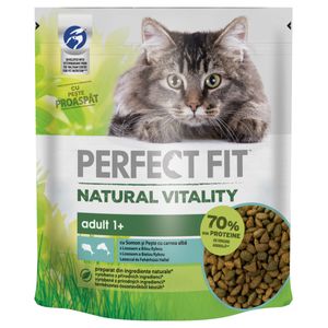 PERFECT FIT Natural Vitality, Somon și Pește alb, hrană uscată pisici, 650g