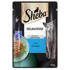 SHEBA Delicatese, Ton, plic hrană umedă pisici, (în aspic)