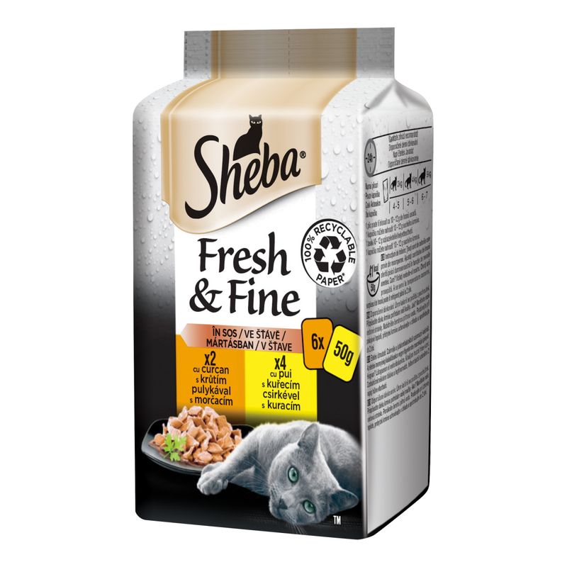 SHEBA-Fresh---Fine-Selectii-Pasăre-plic-hrană-umedă-pisici--in-sos--multipack-50g-x-6buc-1