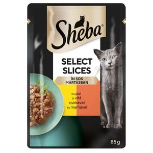 SHEBA Select Slices, Pui și Vită, plic hrană umedă pisici, (în sos)