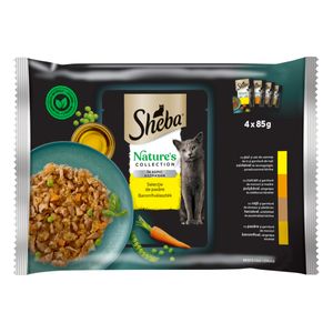 SHEBA Nature's Collection, Pasăre, plic hrană umedă fără cereale pisici, (în sos), multipack, 85g x 4buc