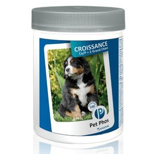 PET PHOS Croissance Grand Chien Ca/P=4, L-XL, supliment sistem osos câini junior, flacon, 100 comprimate