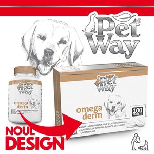 PETWAY Omega Derm, XS-XL, supliment piele & blană câini, cutie, 100 comprimate