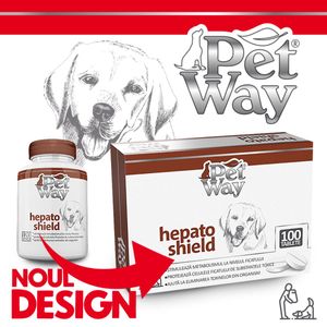 PETWAY Hepato Shield, XS-XL, supliment sistem hepatic câini, cutie, 100 comprimate