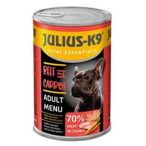 JULIUS-K9 Adult Menu, XS-XL, Vită și Morcov, conservă hrană umedă câini, (în sos), 1240g