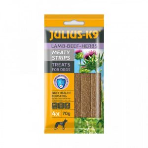 JULIUS-K9 Meaty Strips, XS-XL, Miel și Vită, punguță recompense fără cereale câini, 70g