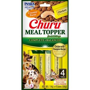 INABA Churu Meal Topper, XS-XL, Pui și dovleac, plic, tub recompense fără cereale câini, (piure), 56g