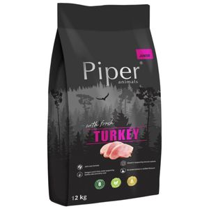 PIPER Junior, XS-XL, Curcan, hrană uscată fără cereale câini junior, 12kg