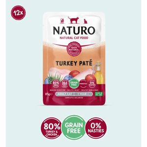 NATURO, Curcan, plic hrană umedă fără cereale pisici, (pate), 85g