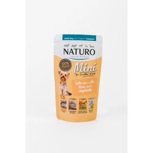 NATURO Mini, XS-S, Somon și Orez, plic hrană umedă câini, (în suc propriu), 150g