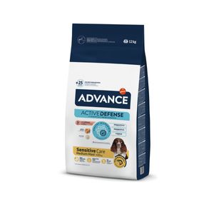 ADVANCE Sensitive Care Medium & Maxi, M-XL, Somon și Orez, hrană uscată câini, sistem digestiv, 12kg