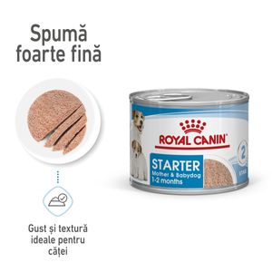 ROYAL CANIN Starter Mousse, mama și puiul, conservă hrană umedă câini, (mousse), 195g