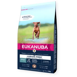 EUKANUBA Grain Free Adult All Breeds, XS-XL, Vânat, hrană uscată fără cereale câini, 12kg