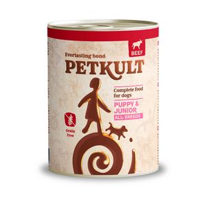 PETKULT Grain Free Junior, Vită, conservă hrană umedă fără cereale câini junior