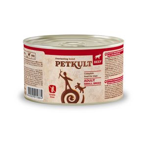 PETKULT Grain Free Mini Adult, Vită, conservă hrană umedă fără cereale câini, 185g