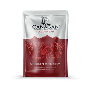 CANAGAN, Pui și Curcan, plic hrană umedă fără cereale pisici, (în supă), 85g