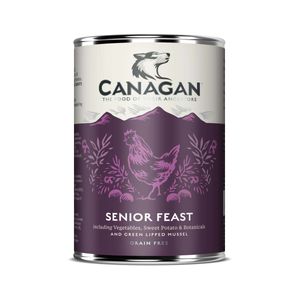 CANAGAN Senior Feast, XS-XL, Pui, conservă hrană umedă fără cereale câini senior, (în supă), 400g