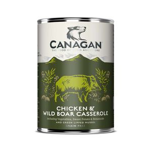 CANAGAN Chicken&Wild Boar Casserole, XS-XL, Pui și Mistreț, conservă hrană umedă fără cereale câini junior & adult, (în supă), 400g