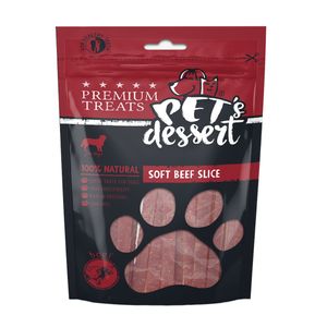 PET'S DESSERT Soft Slice, XS-XL, Vită, punguță recompense fără cereale câini, 80g