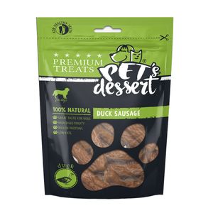 PET'S DESSERT Sausage, XS-XL, Rață, punguță recompense fără cereale câini, 80g