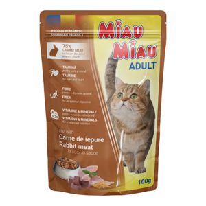 MIAU MIAU, Iepure, plic hrană umedă pisici, (în sos)