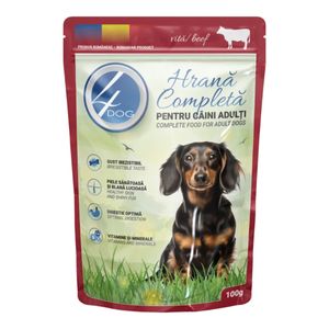 4DOG, XS-XL, Vită, plic hrană umedă câini, (în sos)