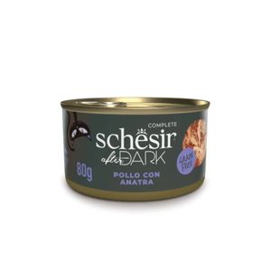 SCHESIR After Dark, Pui și Rață, conservă hrană umedă fără cereale pisici, (în supă), 80g