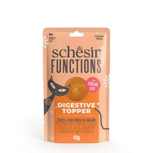 SCHESIR Functions Digestive Topper, dovleac, plic hrană umedă fără cereale pisici, sistem digestiv, (topping), 40g