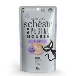 SCHESIR Special Light, Pui, plic hrană umedă fără cereale pisici, obezitate, (mousse), 70g