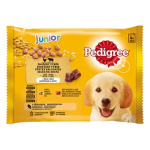 PEDIGREE Junior Selectie Mixta, XS-XL, Carne și Orez, plic hrană umedă câini junior, (în aspic)