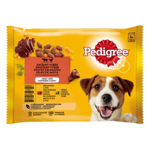 PEDIGREE Selectie Mixtă, XS-XL, Vită și Pasăre, plic hrană umedă câini, (în aspic)