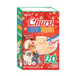 INABA Churu Holiday Edition Box, Pui și Ton, cutie recompense fără cereale pisici, (piure), 280g