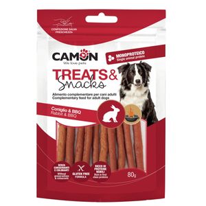 CAMON Sticks Rabbit & BBQ, XS-XL, Iepure, punguță recompense câini, 80g