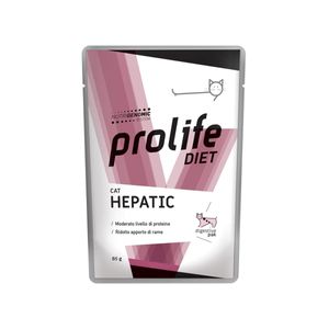 PROLIFE Diet Hepatic, Pui, dietă veterinară, plic hrană umedă pisici, sistem hepatic, (în aspic), bax, 85g x 12buc