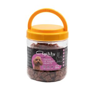 AGILITY Bucăți  Inimioară, XS-XL, Iepure și Rață, găletușa recompense câini, 500g