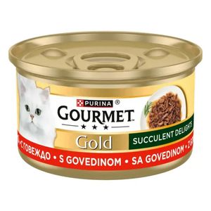 GOURMET Gold Succulent Delights, Vită, conservă hrană umedă pisici, (în sos), 85g