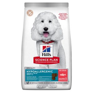 HILL'S Science Plan No Grain Hypoallergenic, M, Somon, hrană uscată fără cereale câini, sistem digestiv, alergii