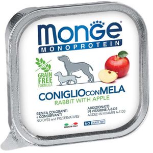MONGE Monoprotein, XS-XL, Iepure și Măr, tăviță hrană umedă monoproteică fără cereale câini, (pate)
