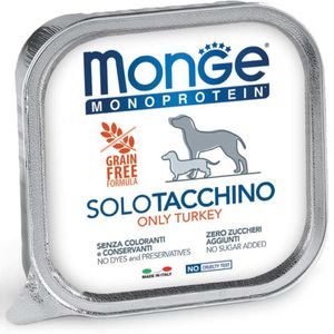 MONGE Monoprotein, XS-XL, Curcan, tăviță hrană umedă monoproteică fără cereale câini, (pate)