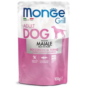 MONGE Grill, XS-XL, Porc, plic hrană umedă câini, (în suc propriu)