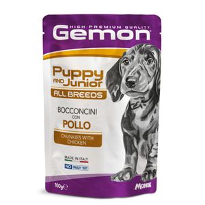GEMON All Breeds Puppy and Junior, XS-XL, Pui, plic hrană umedă fără cereale câini junior, (în aspic)