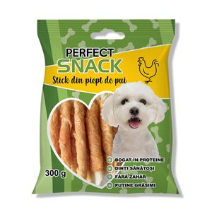 PERFECT SNACK Stick Piept, XS-XL, Pui, punguță recompense câini