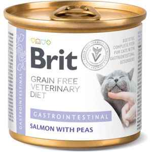 BRIT VD Gastrointestinal, Somon, dietă veterinară, conservă hrană umedă fără cereale pisici, sistem digestiv, (în aspic), 200g