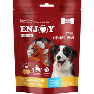 ENJOY Carnivore Calcium Bone Chews, XS-XL, Pui, punguță recompense câini