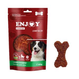 ENJOY Carnivore Chompin Bones, XS-XL, Miel și Orez, punguță recompense câini