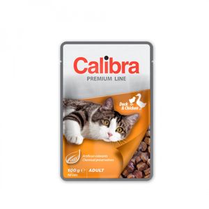 CALIBRA Premium Line, Rață și Pui, plic hrană umedă pisici, (în suc propriu)
