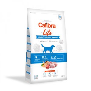 CALIBRA Life Adult Medium Breed, M, Pui, hrană uscată conținut redus cereale câini