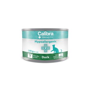 CALIBRA Veterinary Diets Hypoallergenic Duck, Rață, dietă veterinară, conservă hrană umedă monoproteică pisici, alergii, (pate), 200g