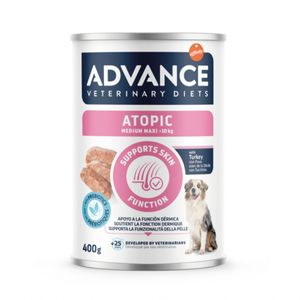 ADVANCE VETERINARY DIETS Atopic Medium & Maxi, M-XL, Curcan, dietă veterinară, conservă hrană umedă câini, piele & blană, (pate), 400g