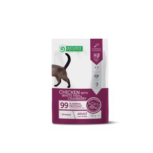 NATURES PROTECTION Urinary, Pui și Pește alb, plic hrană umedă pisici, sistem urinar, (în sos), 100g
